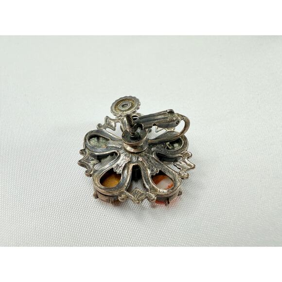 Antique Style Scottish Agate Pebble Jewelry Sterling Silver Earrings Victorian - Picture 7 of 10